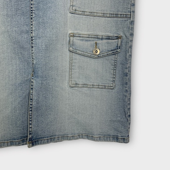 Vintage 90s Y2K Santana Jeans Denim Cargo Skirt - Picture 2 of 7